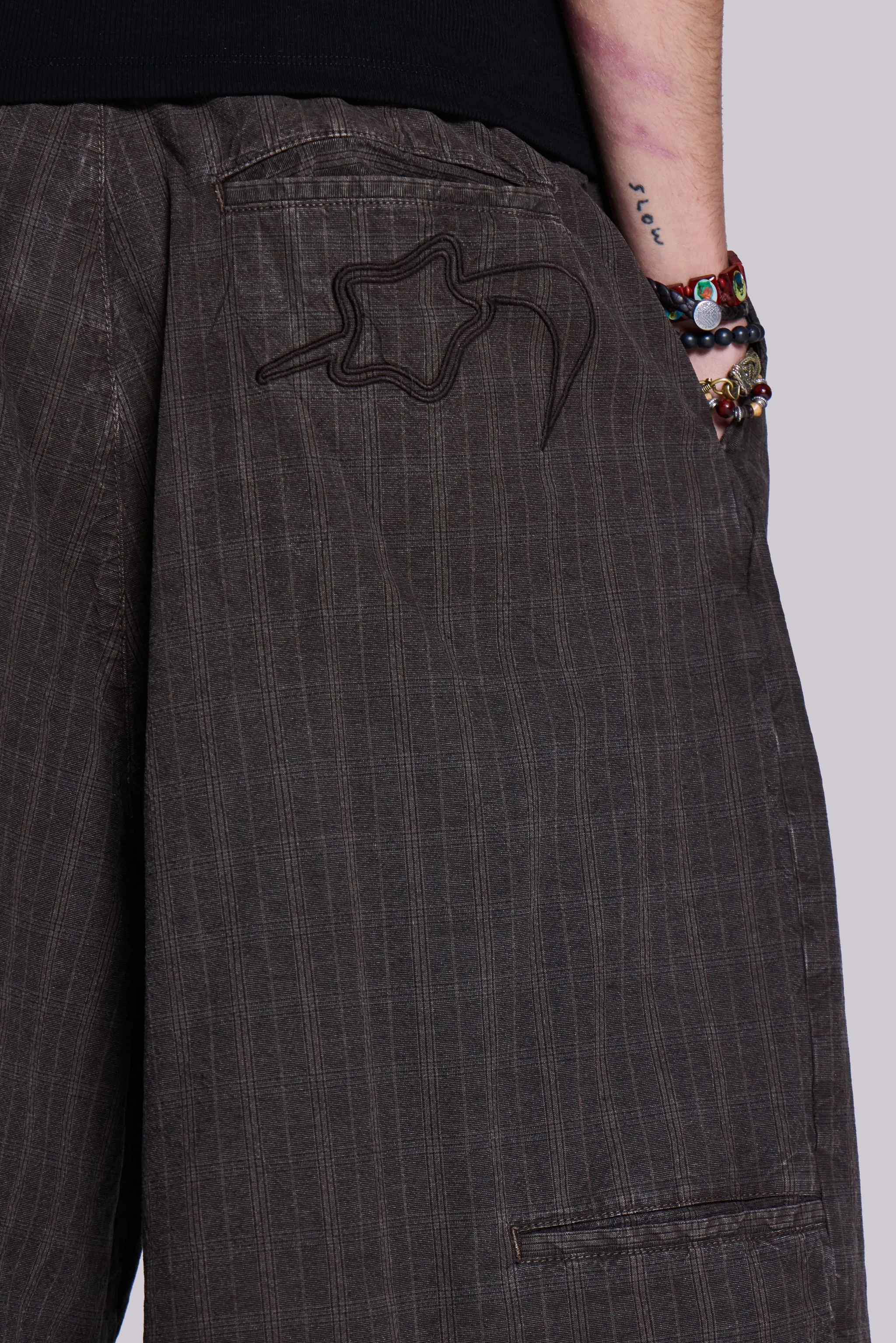 Brown Check Jumbo Jorts sold by Jaded London product image thumbnail 5