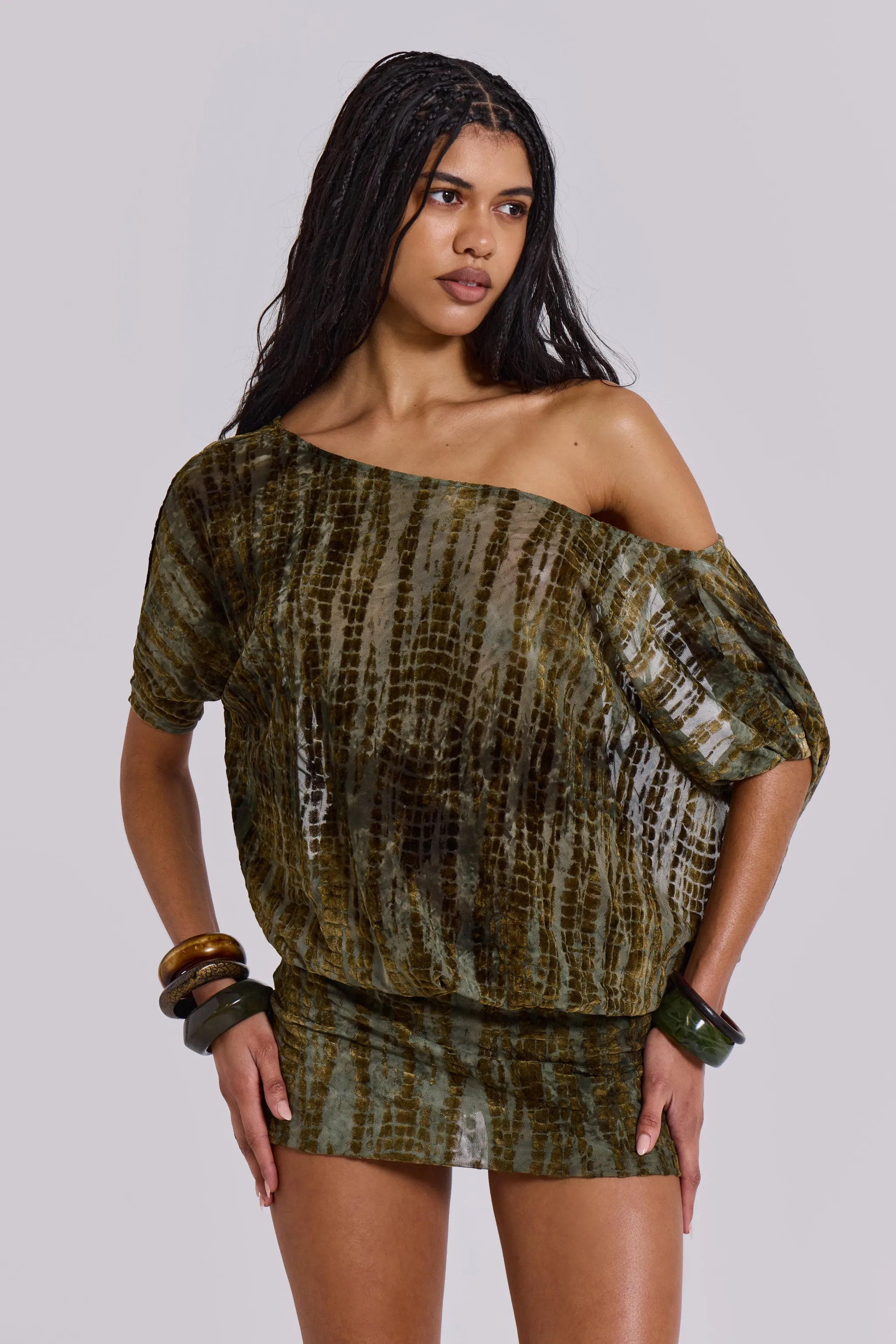 Ophidian Devore Backless Mini Dress sold by Jaded London