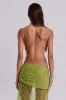 Stellar Asymmetric Hand Beaded Maxi Dress in Lime sold by Jaded London