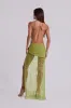 Stellar Asymmetric Hand Beaded Maxi Dress in Lime sold by Jaded London