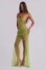 Stellar Asymmetric Hand Beaded Maxi Dress in Lime sold by Jaded London