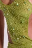 Stellar Asymmetric Hand Beaded Maxi Dress in Lime sold by Jaded London