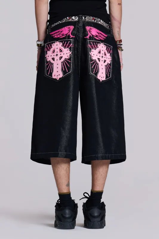 Pink Sapphire Cross Colossus Jorts sold by Jaded London