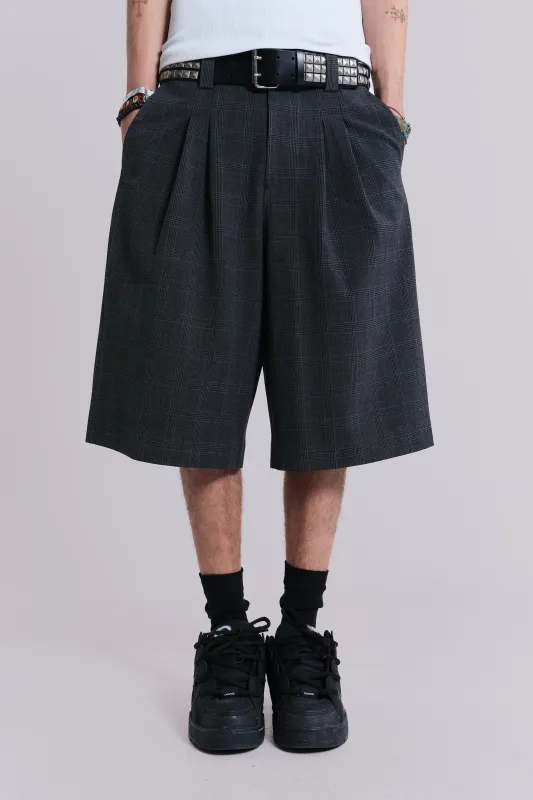 Dark Check Goliath Shorts sold by Jaded London