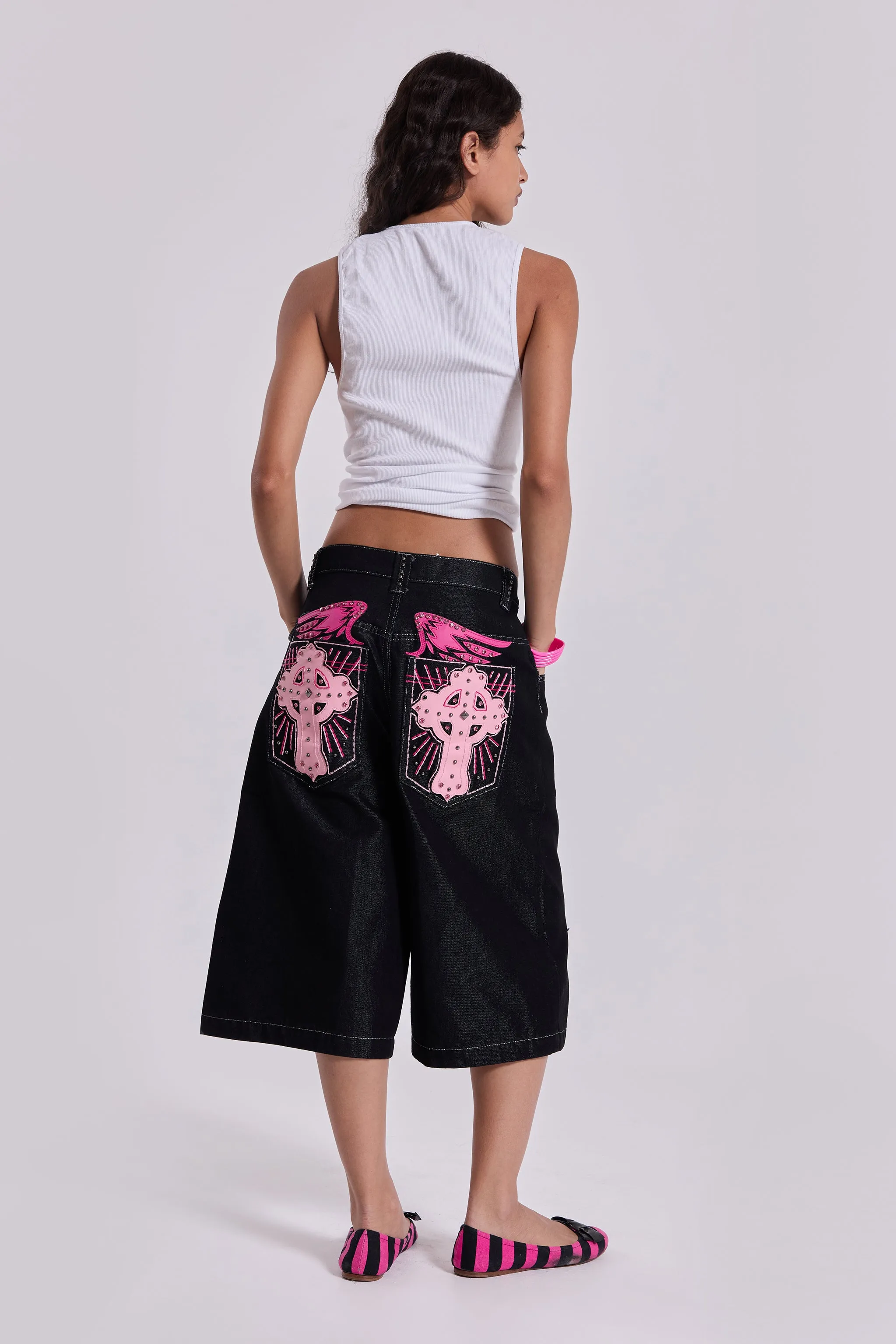 Pink Sapphire Cross Colossus Jorts sold by Jaded London product image thumbnail 4