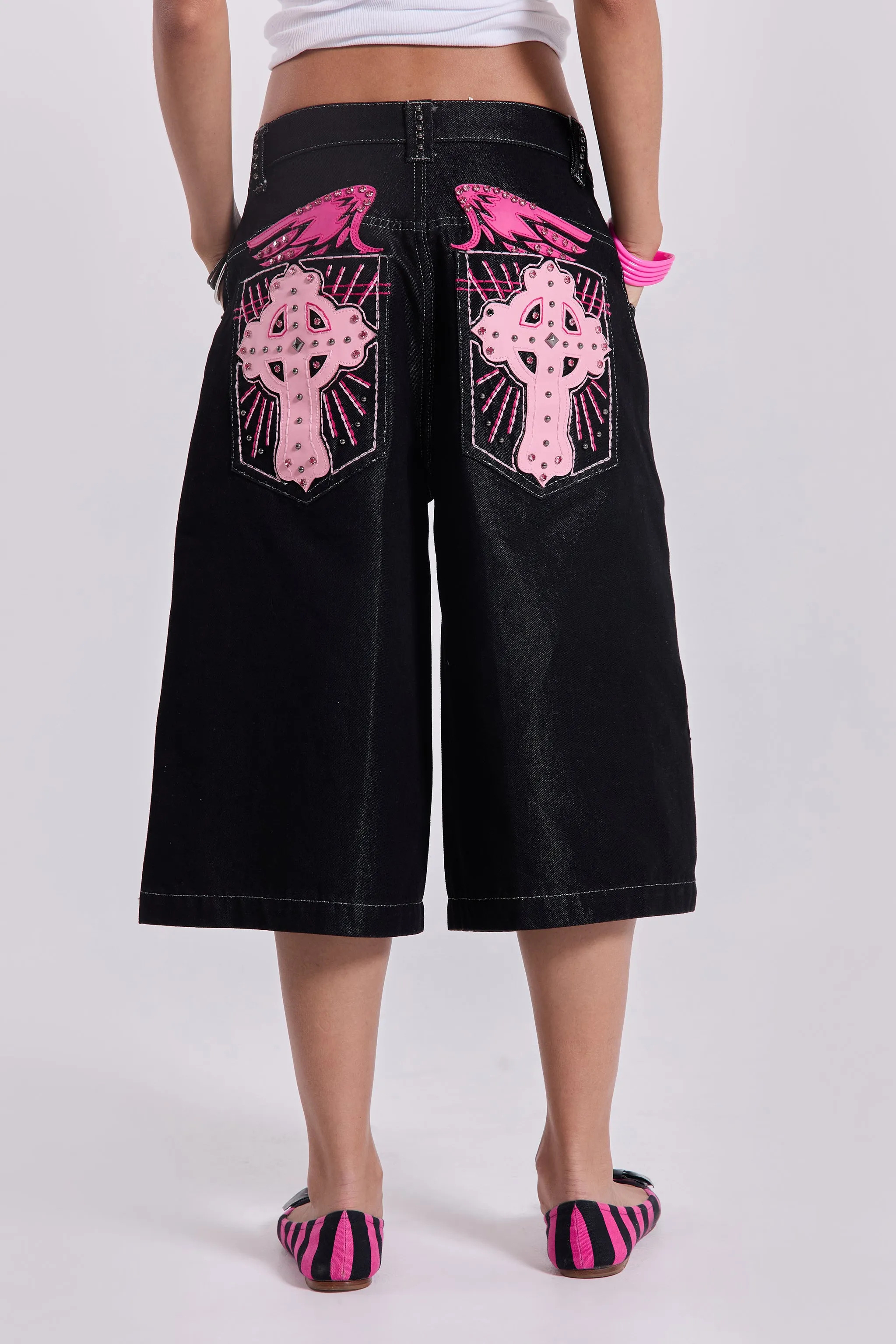 Pink Sapphire Cross Colossus Jorts sold by Jaded London product image thumbnail 2