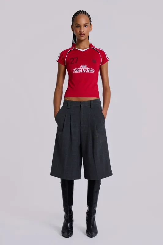 Dark Check Goliath Shorts sold by Jaded London