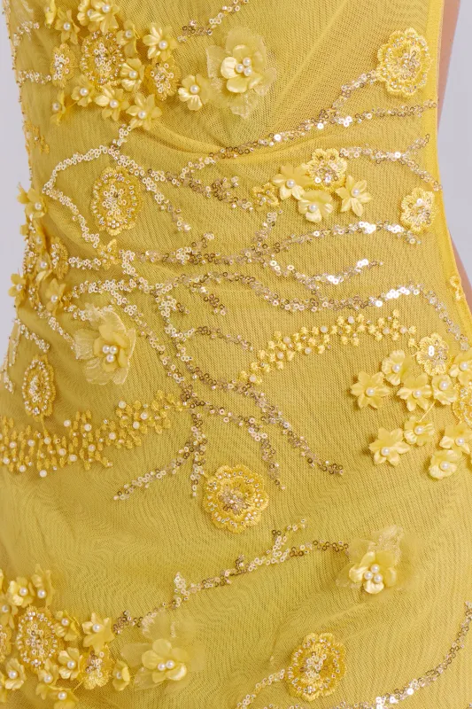 ellora embellished mini dress in solar Jaded London Mini Dress Hire
