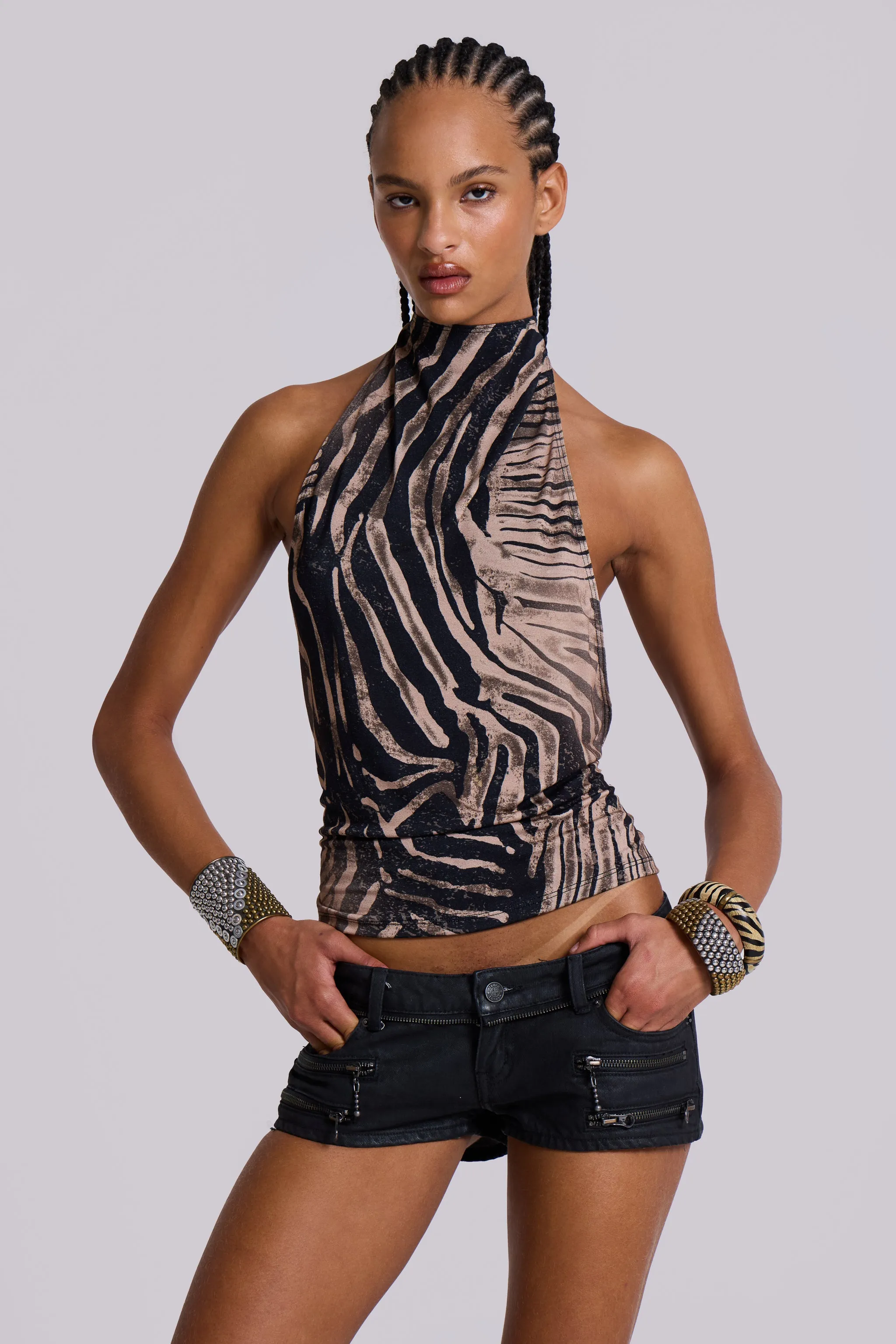 Zebra Zene Backless Top sold by Jaded London
