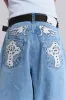 Blue Sapphire XL Colossus Jeans sold by Jaded London