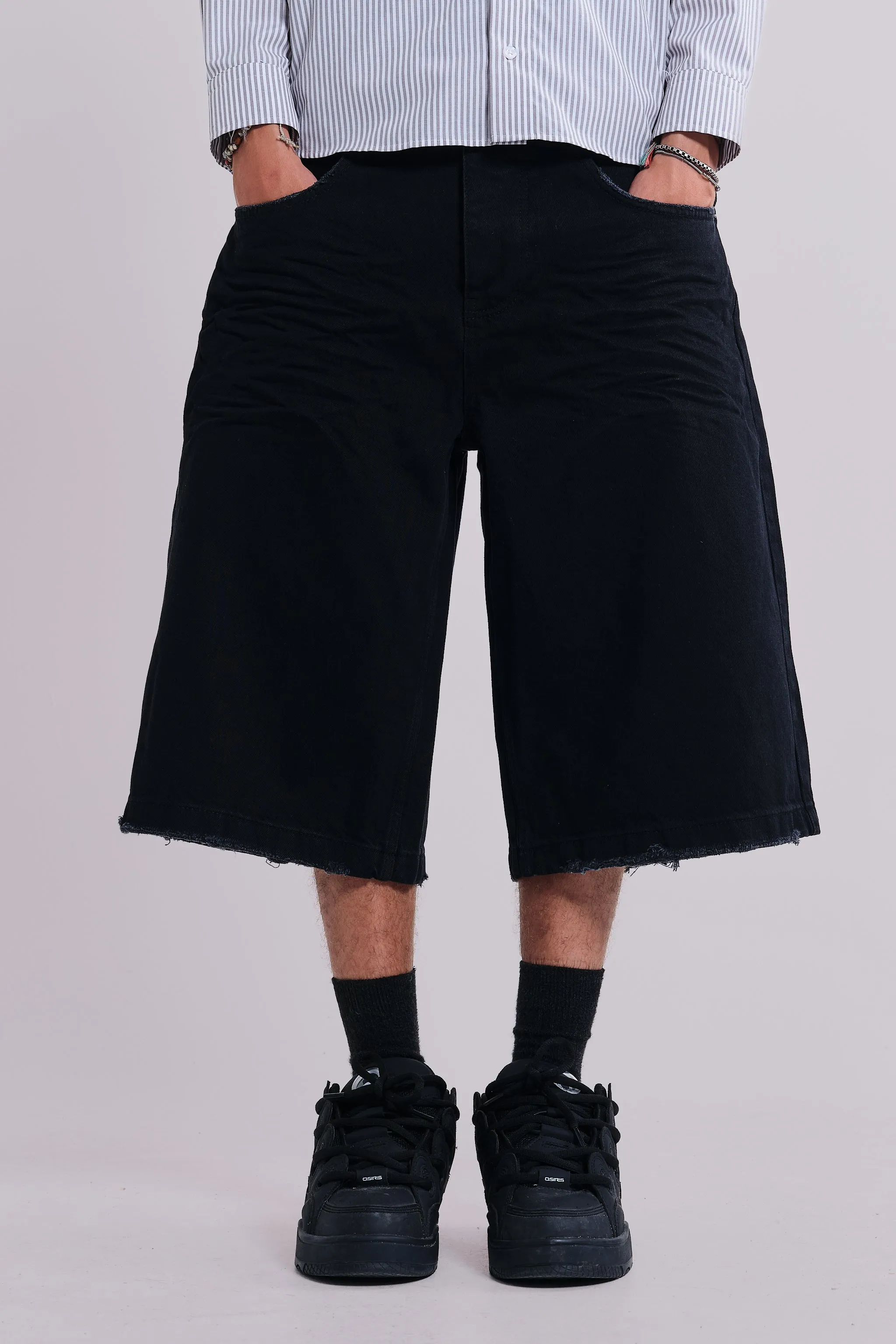 Sand Black Colossus Jorts sold by Jaded London