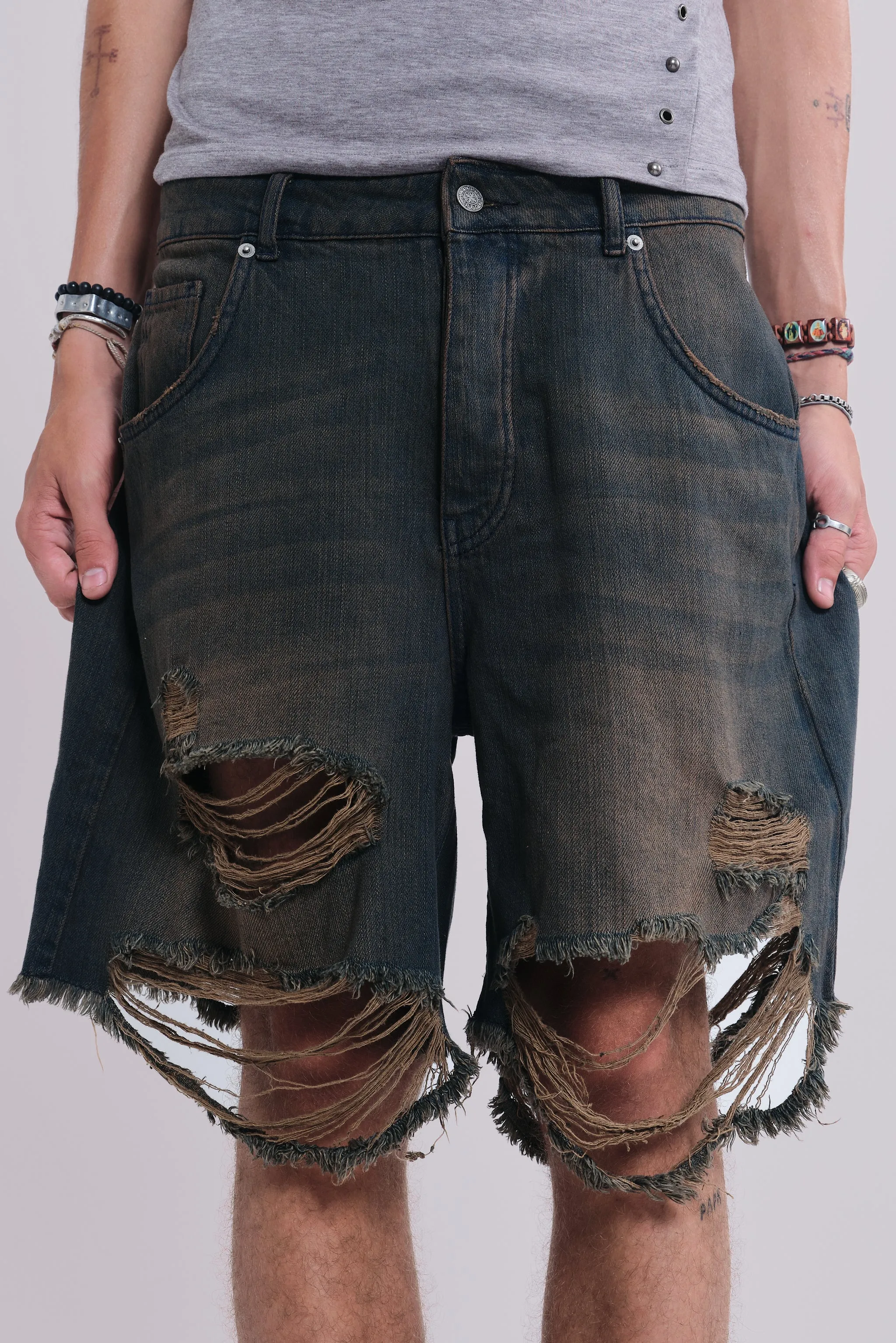 Dark Vintage Wash Glasto Shorts sold by Jaded London product image thumbnail 5