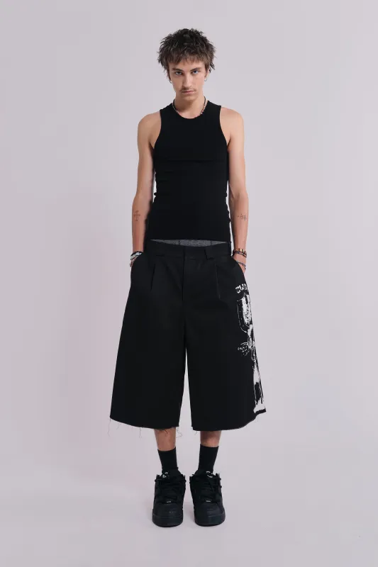 Black Printed XL Goliath Shorts sold by Jaded London