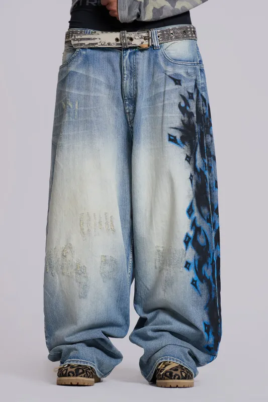 Light Wash Spike Airbrush XL Colossus Jeans sold by Jaded London