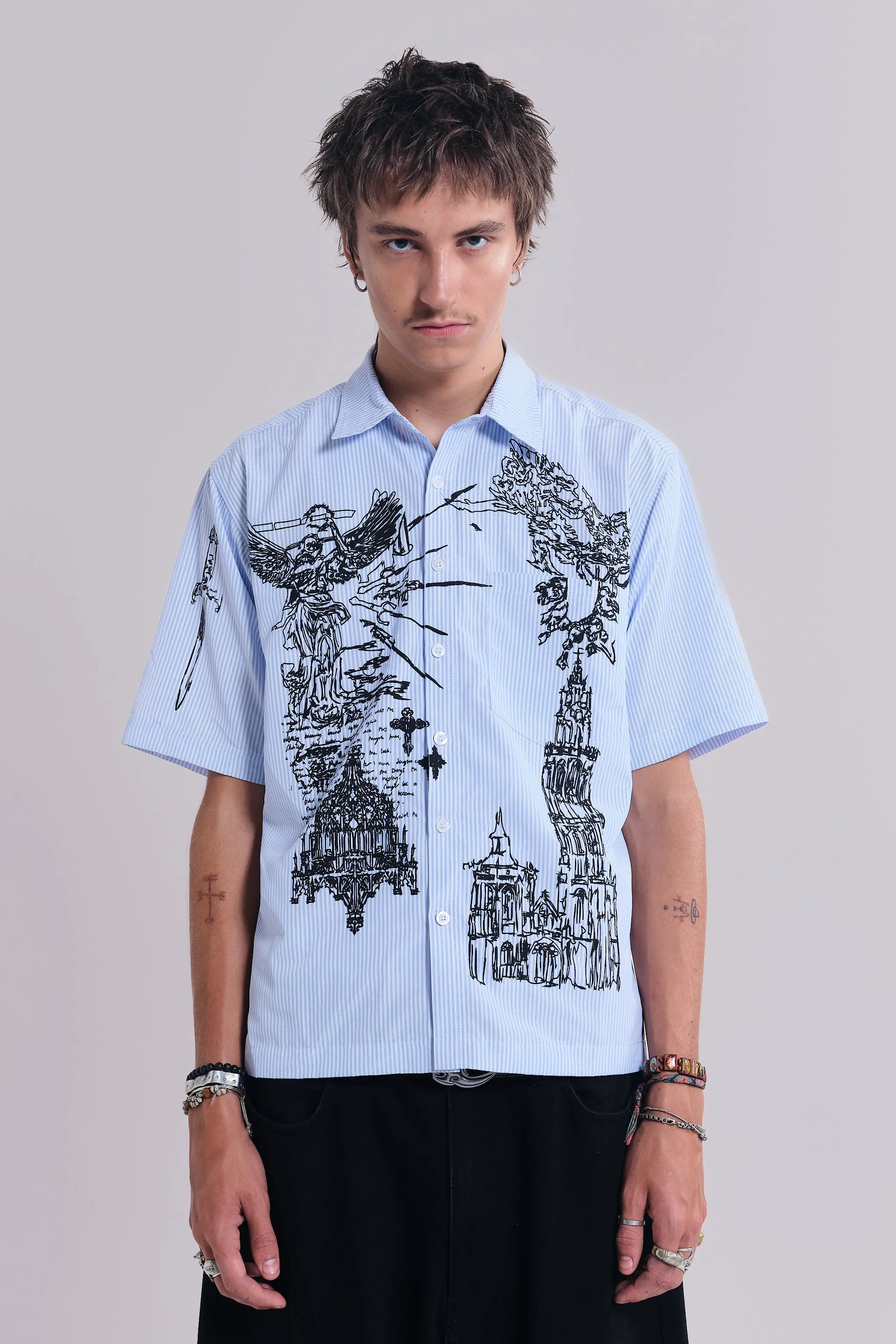 Sketch Pinstripe Shirt sold by Jaded London