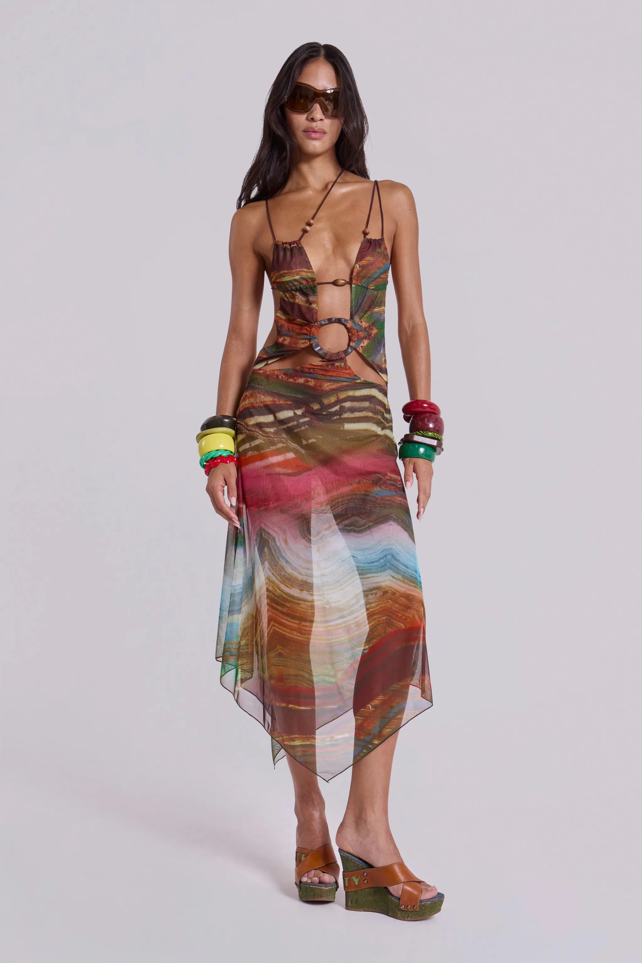 Kaia Midi Dress with Wooden Trims sold by Jaded London product image thumbnail 4