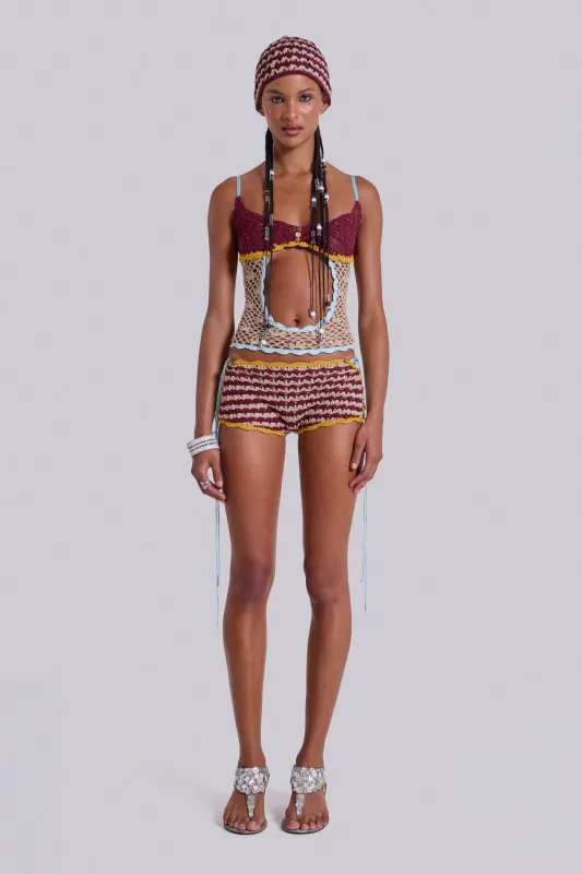 Kalani Crochet Mini Shorts sold by Jaded London