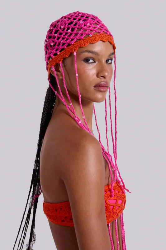 Aurea Crochet Fringe Sequin Hat made by Jaded London