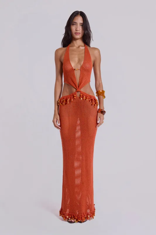 Naida Beaded Crochet Maxi Dress sold by Jaded London