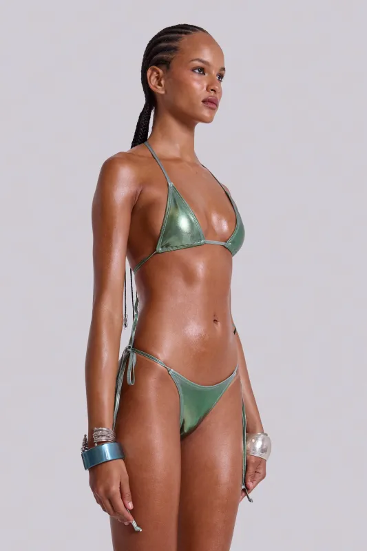 Veluna Metallic Low Rise Bikini Bottoms sold by Jaded London