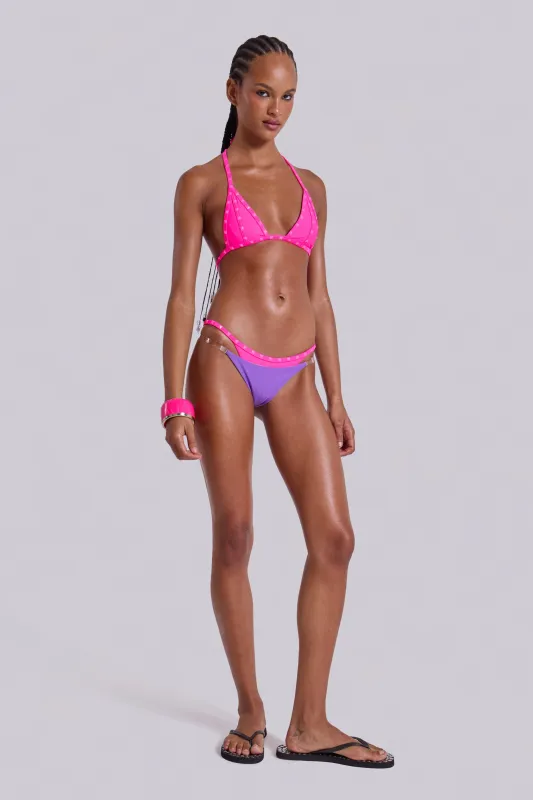 Zyra Neon Studded Triangle Bikini Top sold by Jaded London