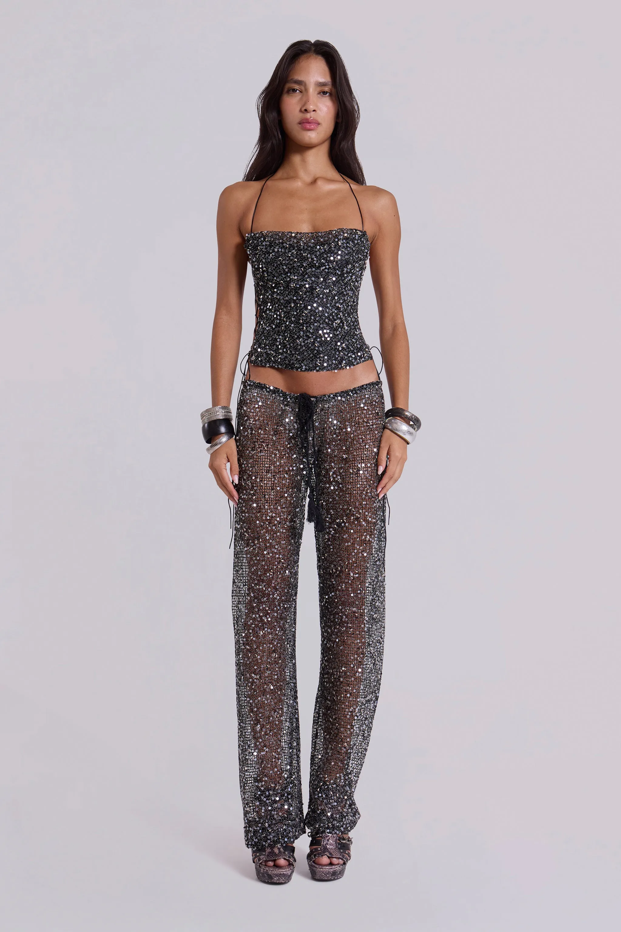 Deva Sequin Knit Trousers in Midnight sold by Jaded London product image thumbnail 5