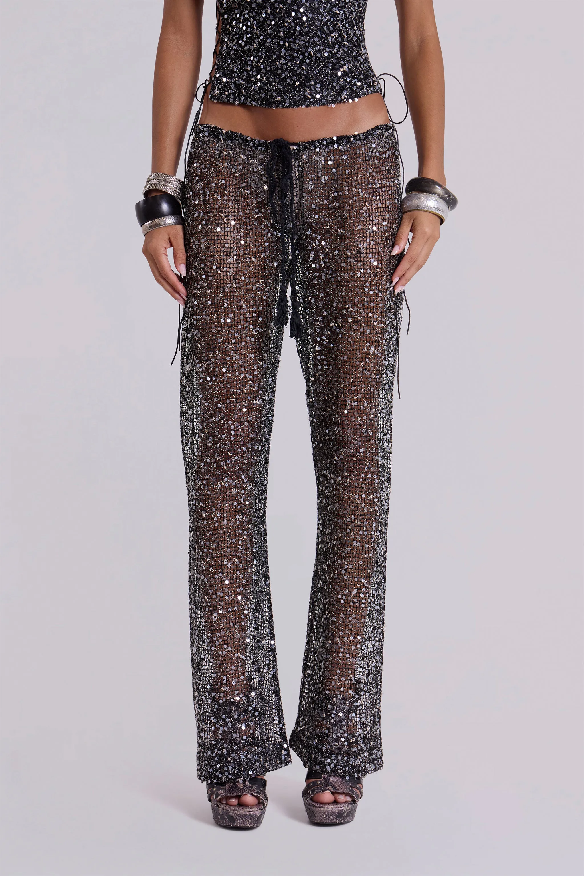 Deva Sequin Knit Trousers in Midnight sold by Jaded London product image thumbnail 2