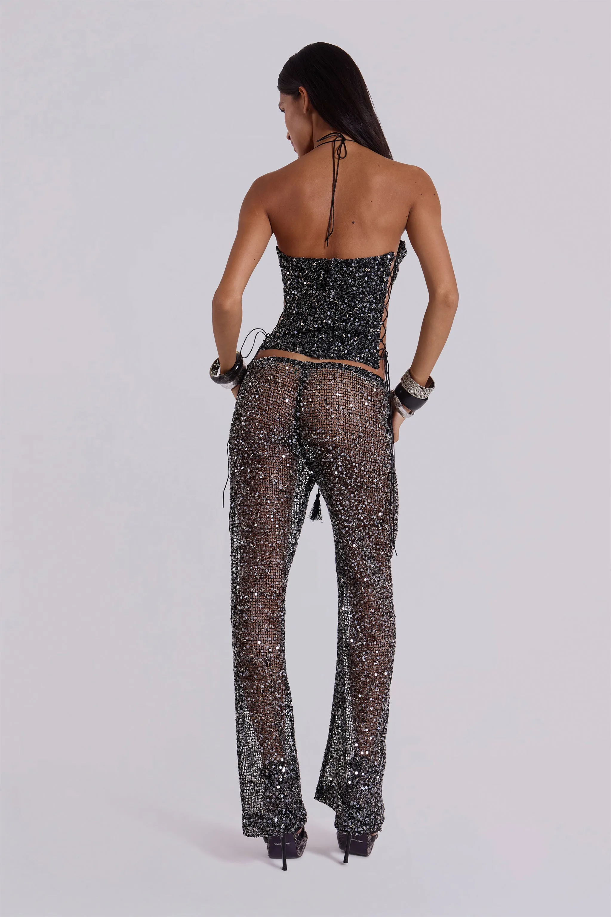 Deva Sequin Knit Trousers in Midnight sold by Jaded London product image thumbnail 3