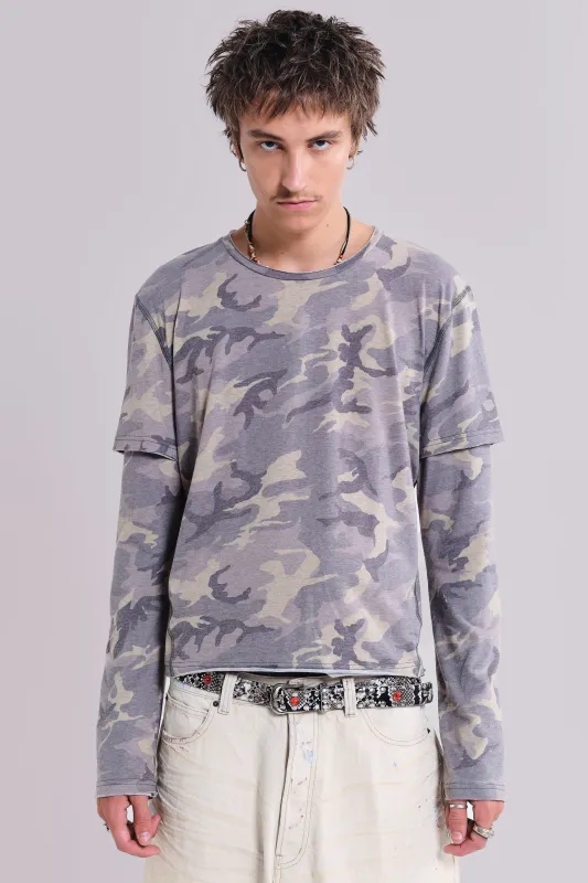 Guerilla Double Layer Long Sleeve T-Shirt sold by Jaded London