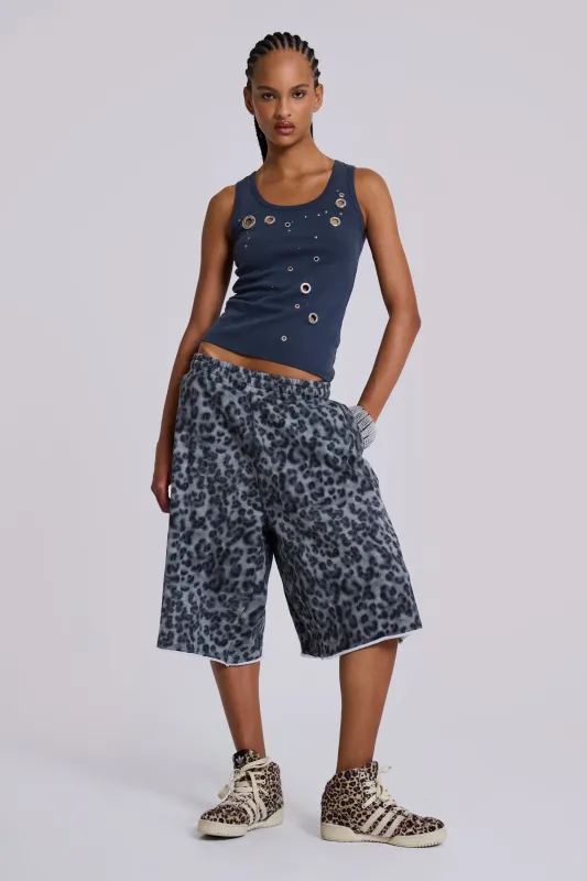 Airbrush Grey Leopard Monster Shorts sold by Jaded London