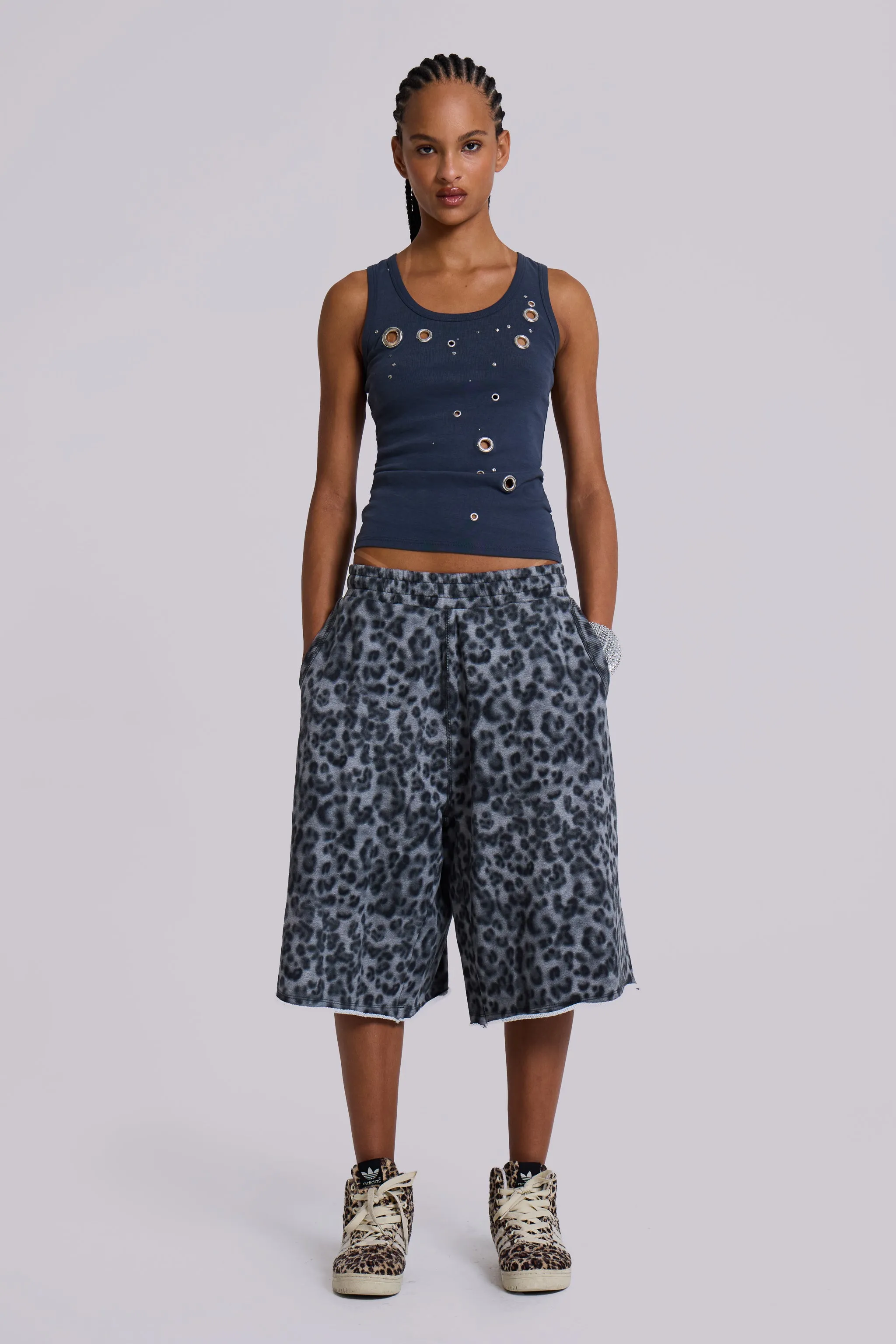 Airbrush Grey Leopard Monster Shorts sold by Jaded London product image thumbnail 5