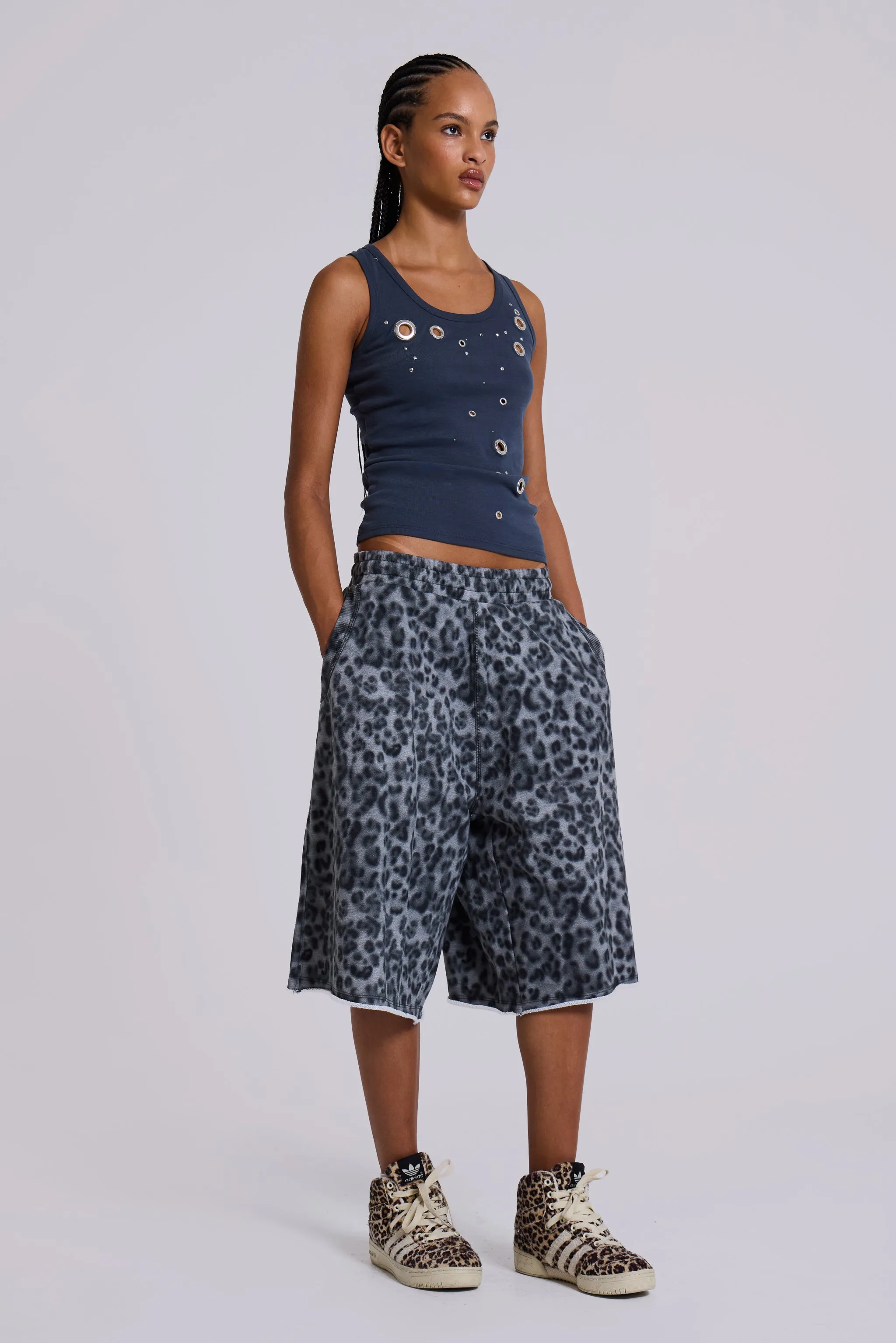 Airbrush Grey Leopard Monster Shorts sold by Jaded London product image thumbnail 3