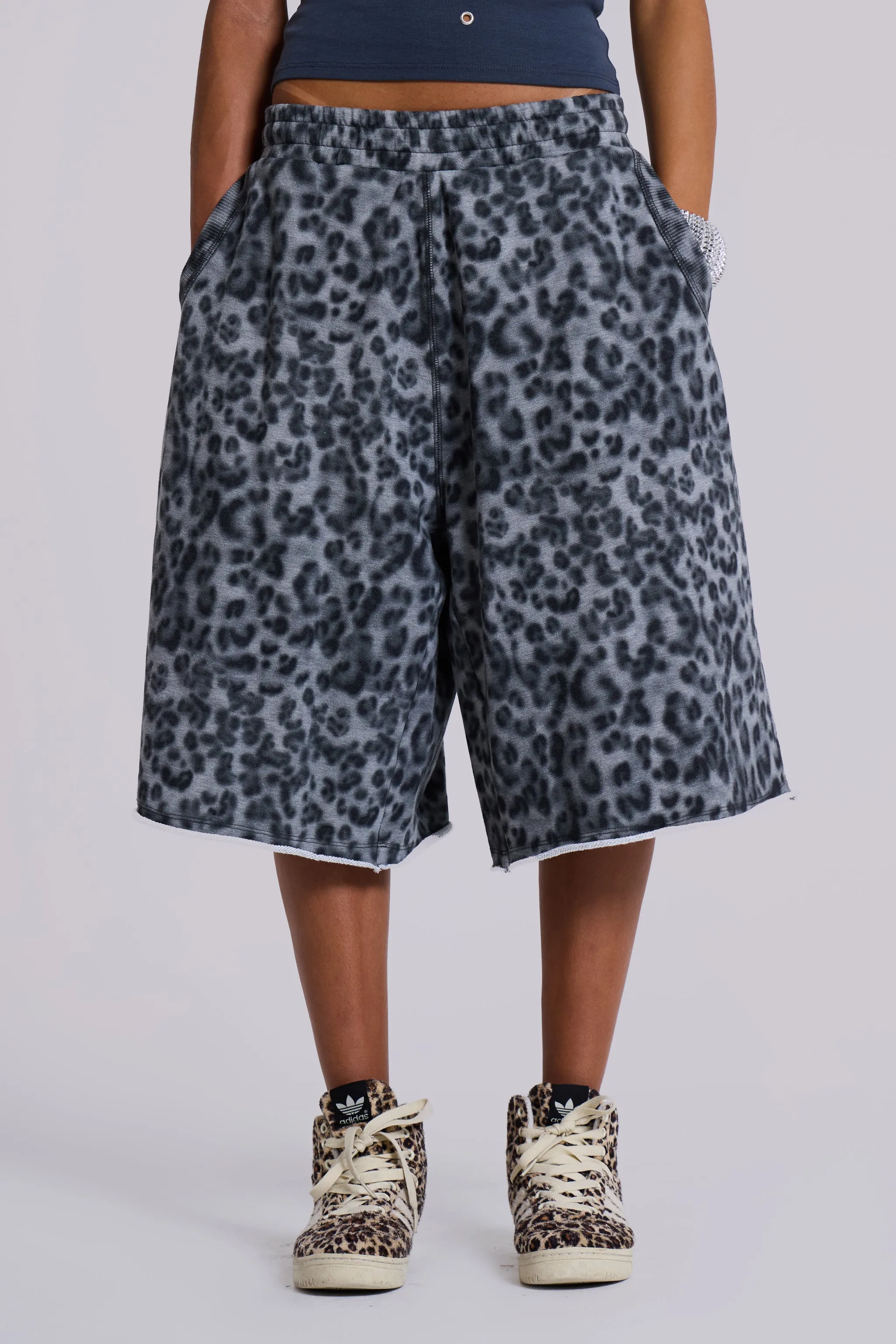 Airbrush Grey Leopard Monster Shorts sold by Jaded London product image thumbnail 2