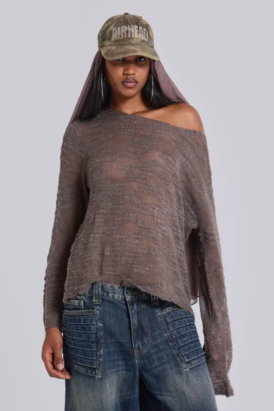 Taupe Stray Knit sold by Jaded London