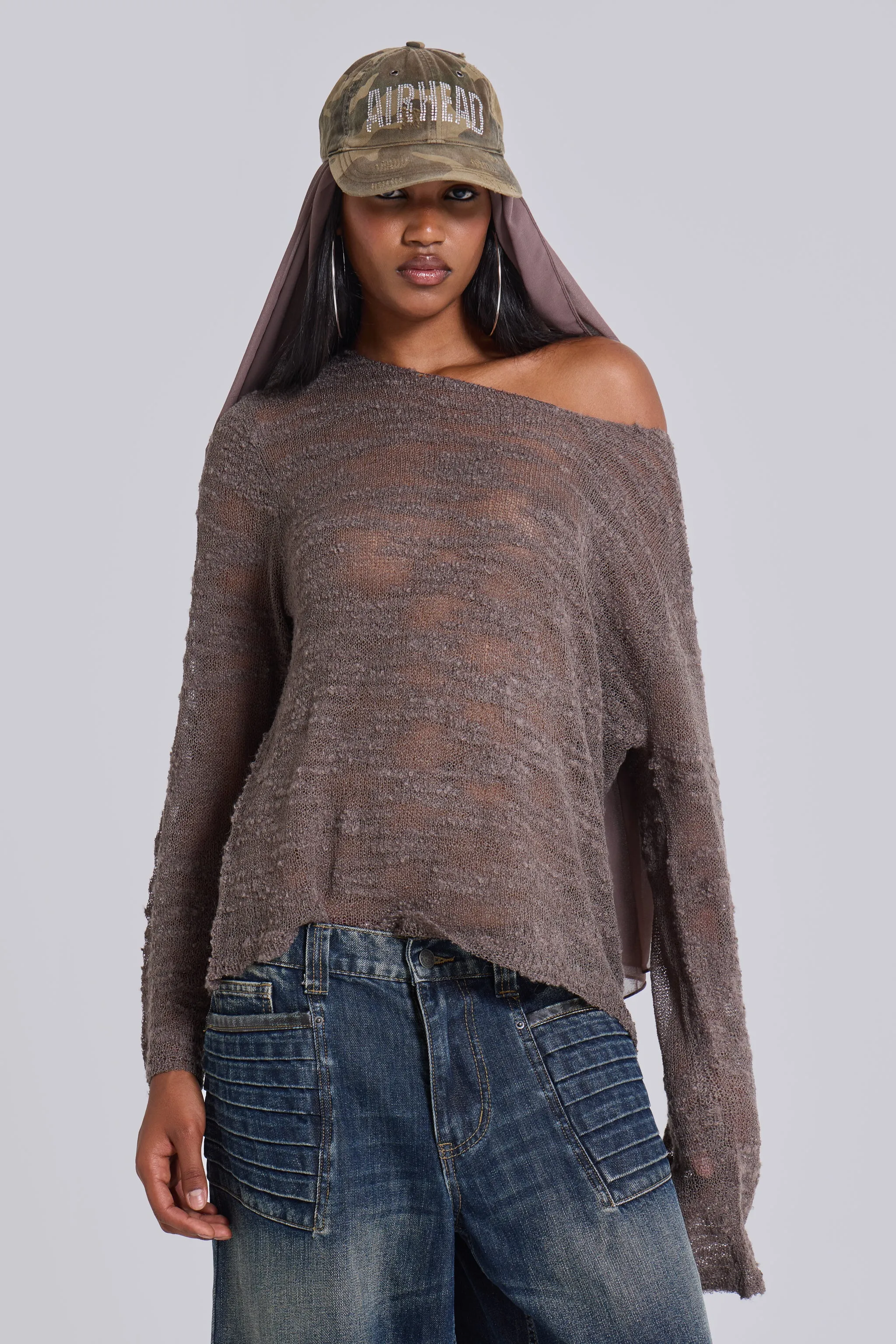 Taupe Stray Knit sold by Jaded London