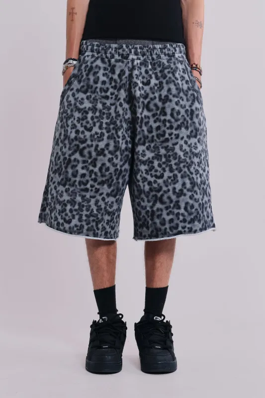 Airbrush Grey Leopard Monster Shorts sold by Jaded London