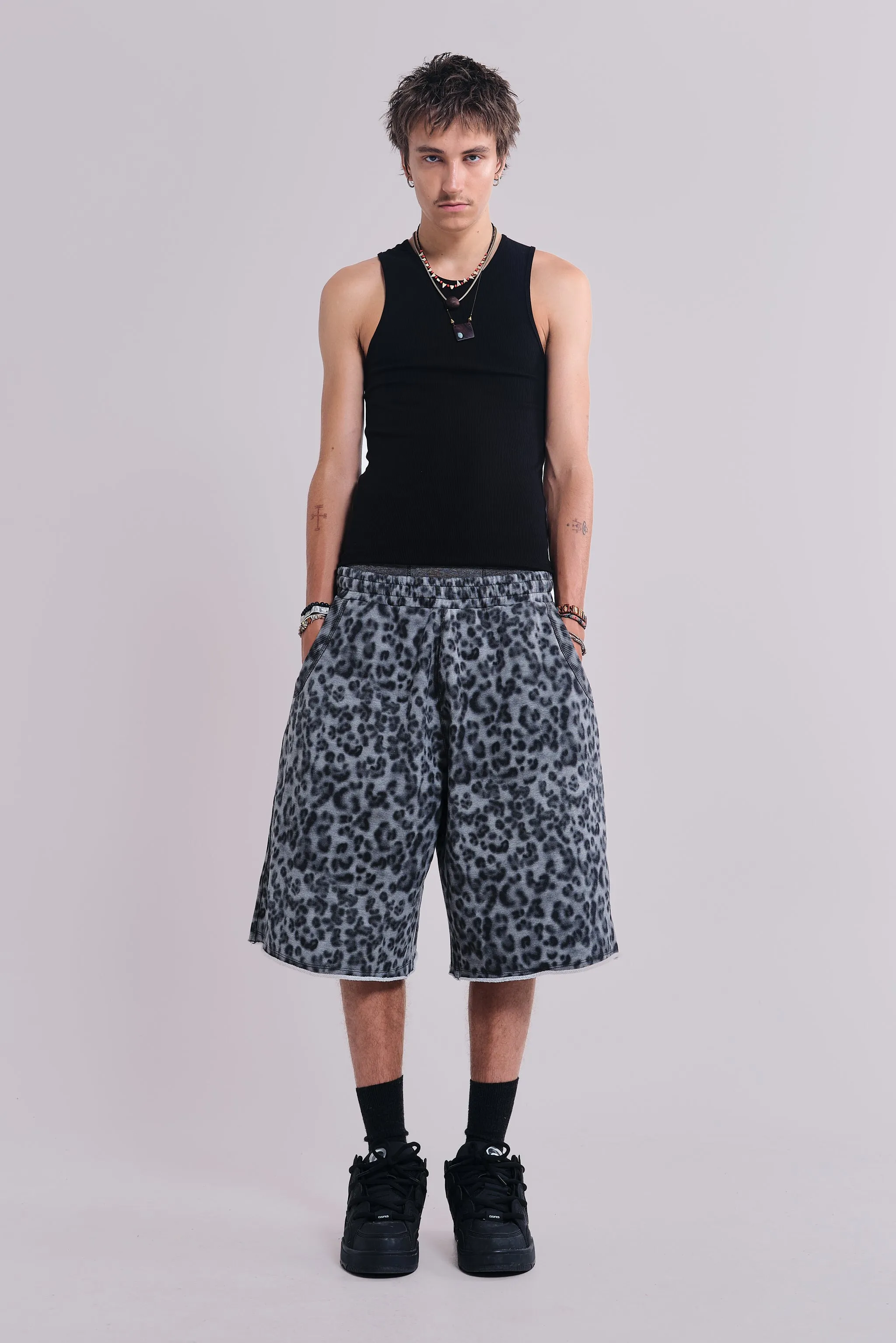 Airbrush Grey Leopard Monster Shorts sold by Jaded London product image thumbnail 3