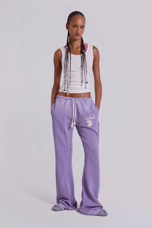 Cleo Slouchy Bootcut Jogger in Purple sold by Jaded London