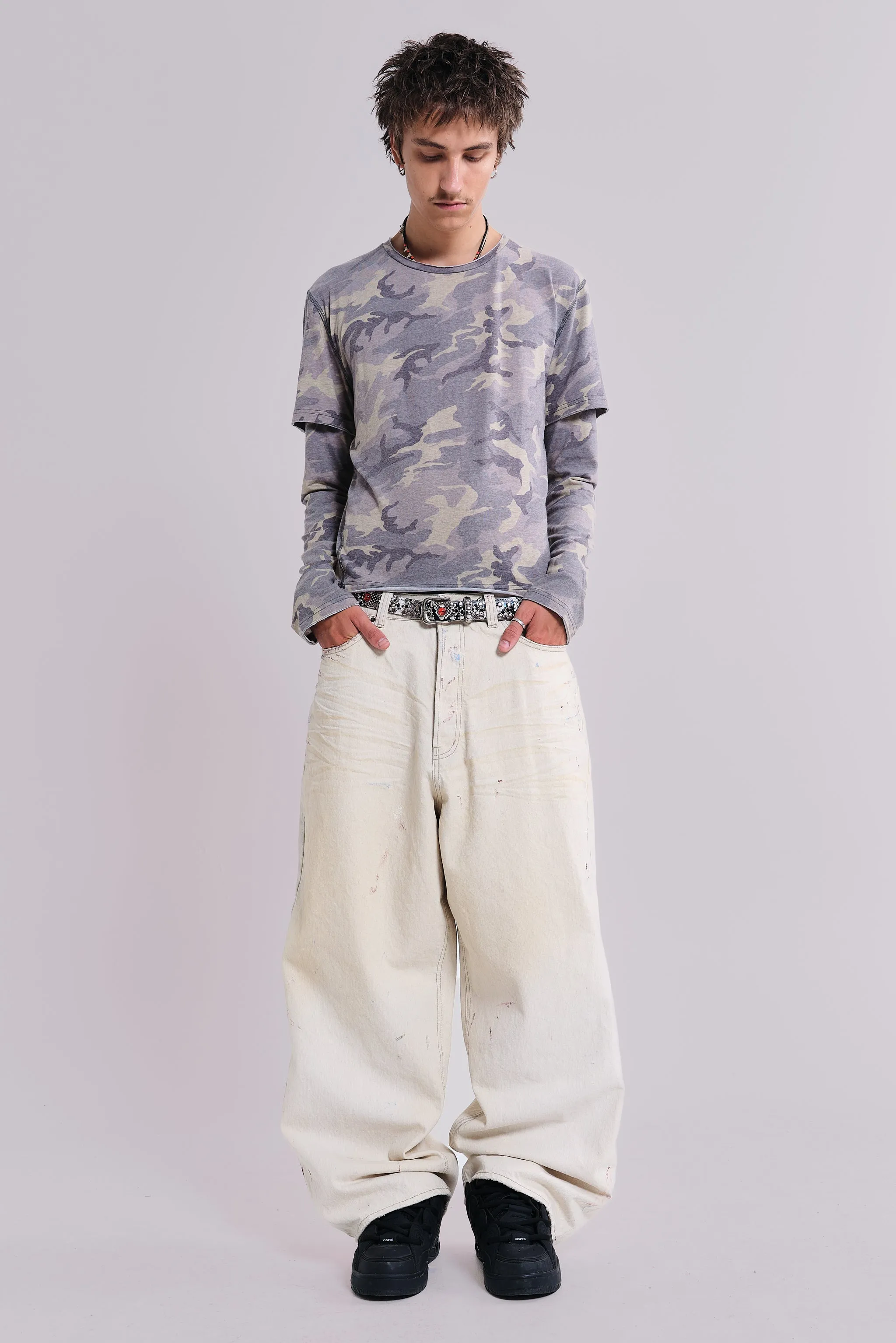 Ecru Paint Colossus Jeans sold by Jaded London product image thumbnail 2