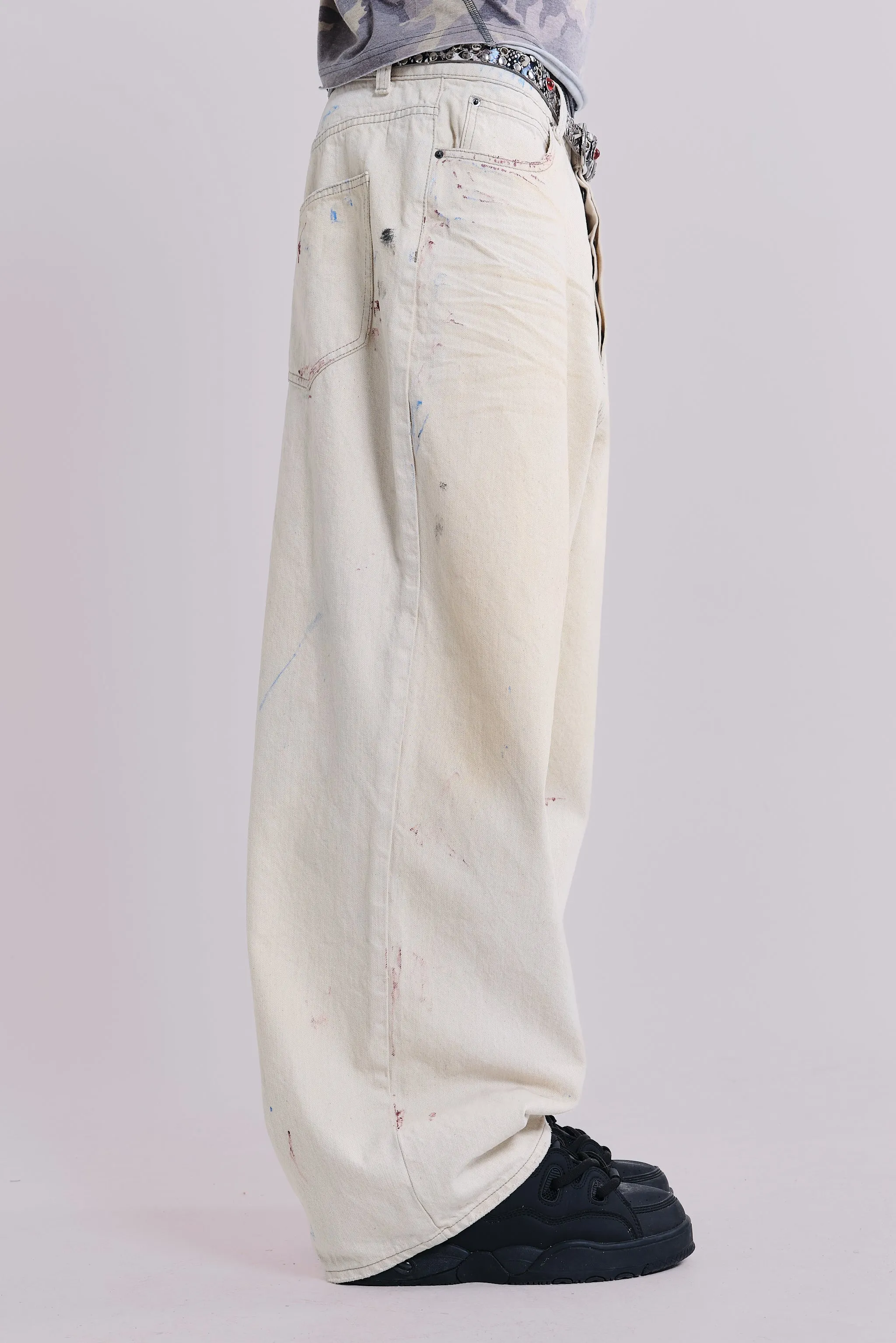 Ecru Paint Colossus Jeans sold by Jaded London product image thumbnail 5