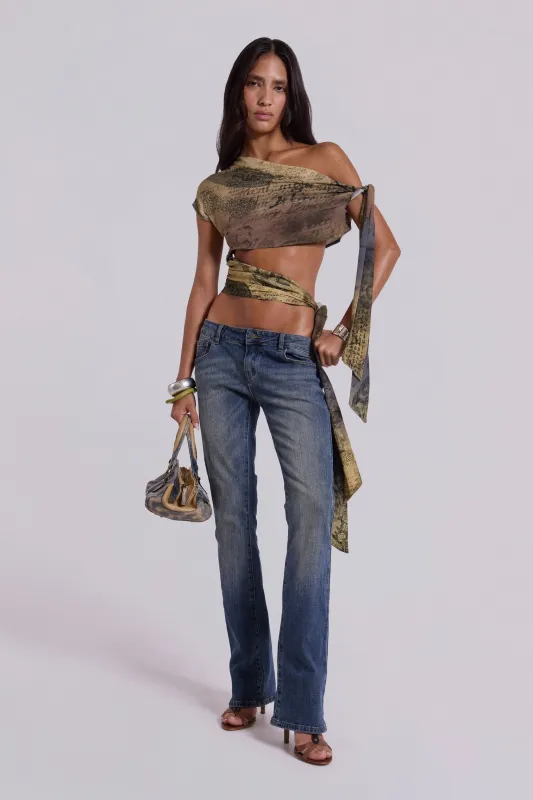 Cassia Mid Blue Slub Cooper Jeans sold by Jaded London