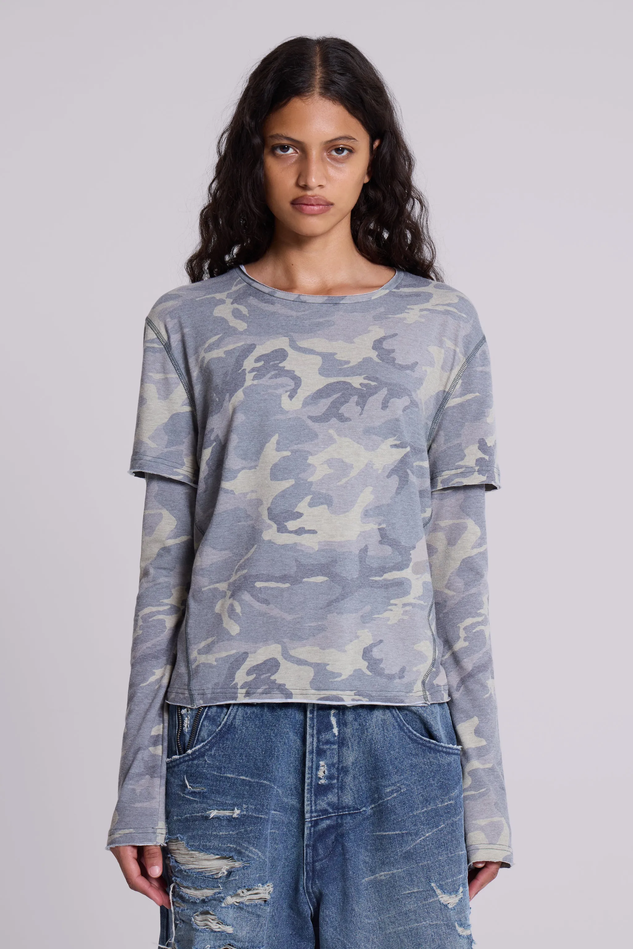 Guerilla Double Layer Long Sleeve T-Shirt sold by Jaded London
