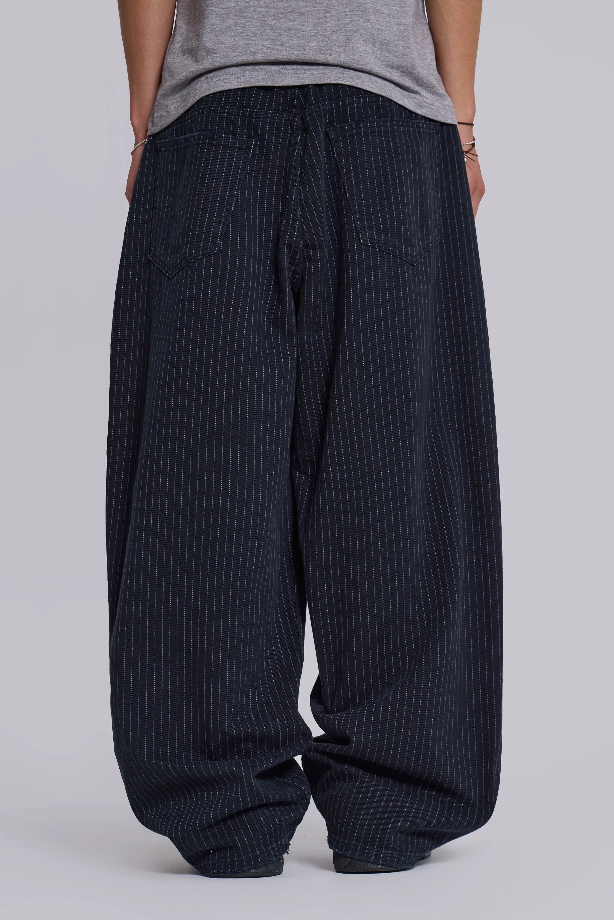 Black Pinstripe XL Colossus Jeans sold by Jaded London product image thumbnail 5