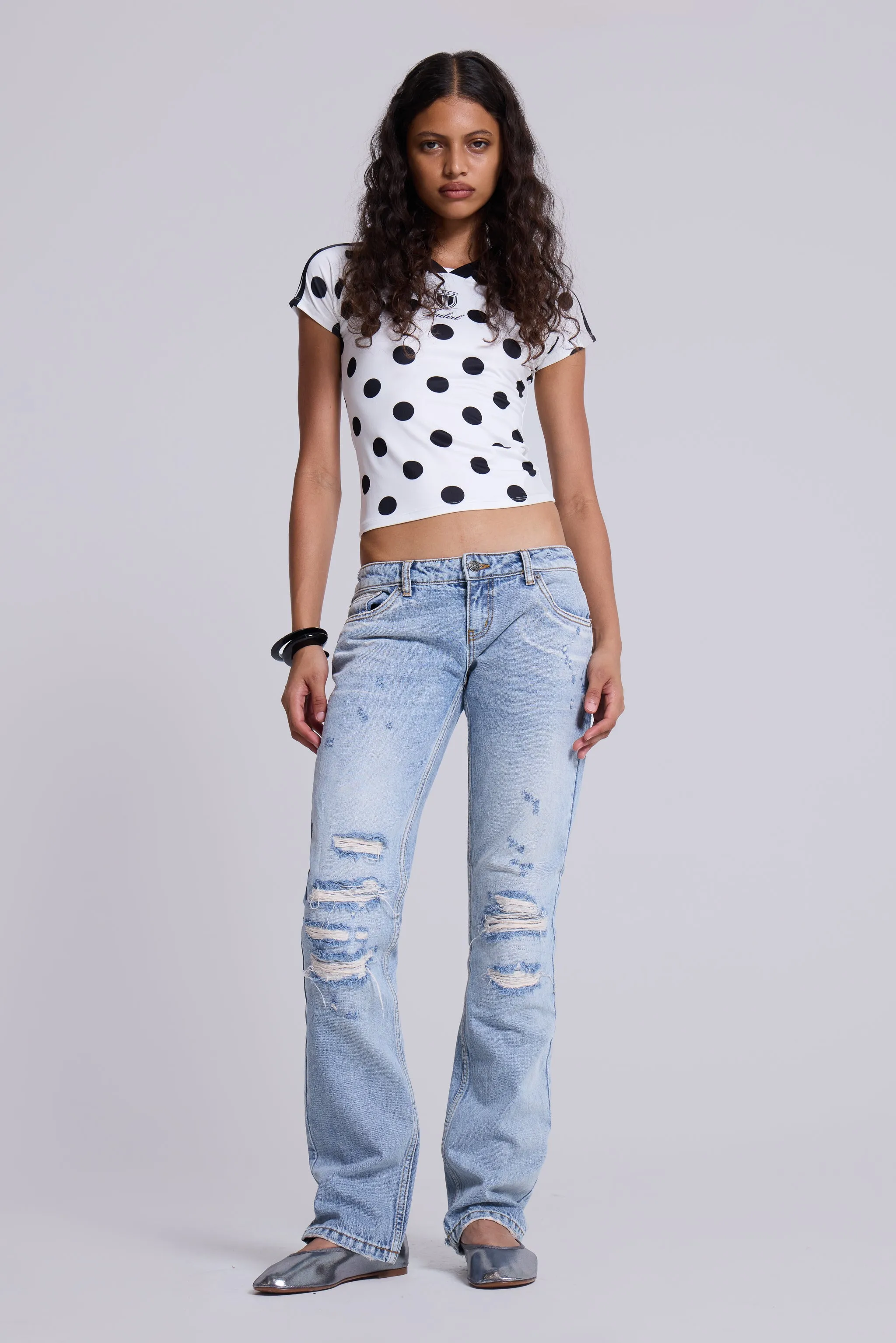 Rider Low Rise Straight Leg Jeans in Light Wash sold by Jaded London product image thumbnail 5