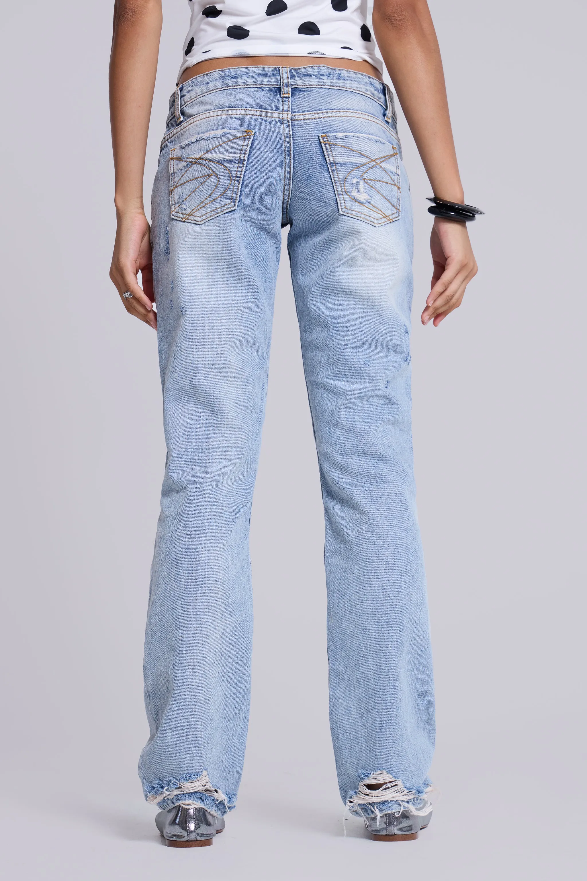 Rider Low Rise Straight Leg Jeans in Light Wash sold by Jaded London product image thumbnail 3