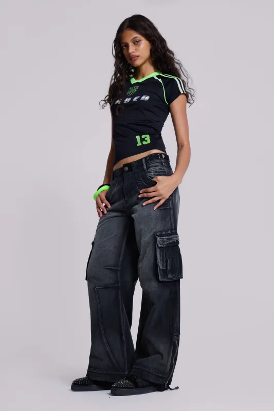 Sun Faded Black Trooper Cargo Pants sold by Jaded London