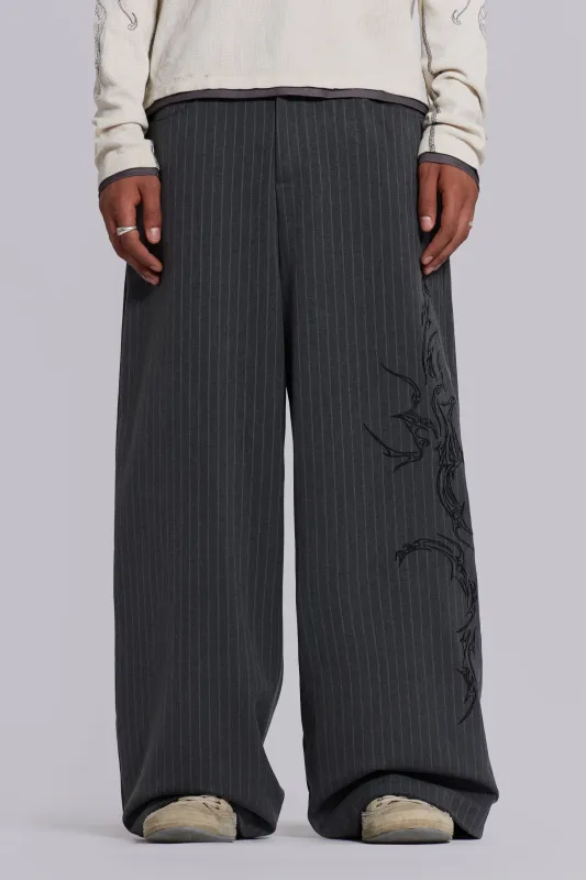 Tattoo Pinstripe Goliath Suit Pants sold by Jaded London
