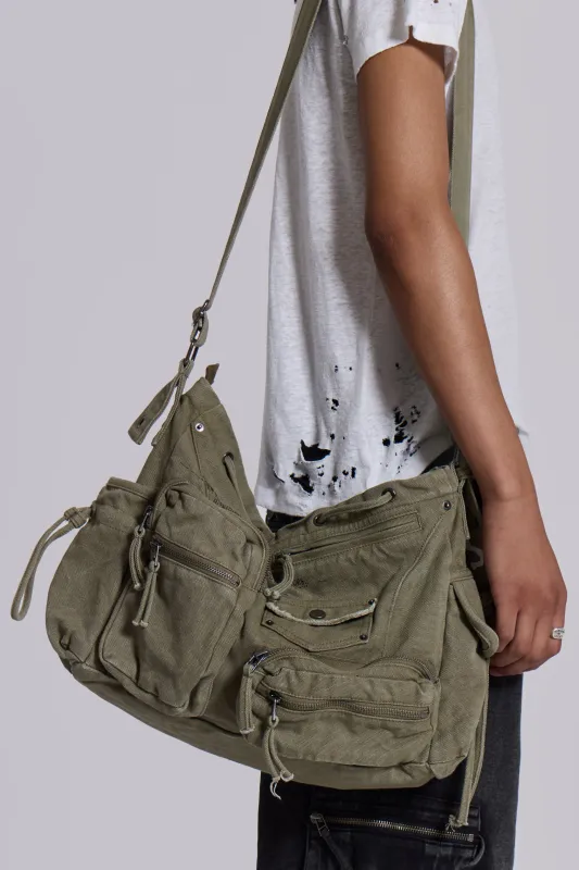 Khaki Military Utility Satchel Bag sold by Jaded London