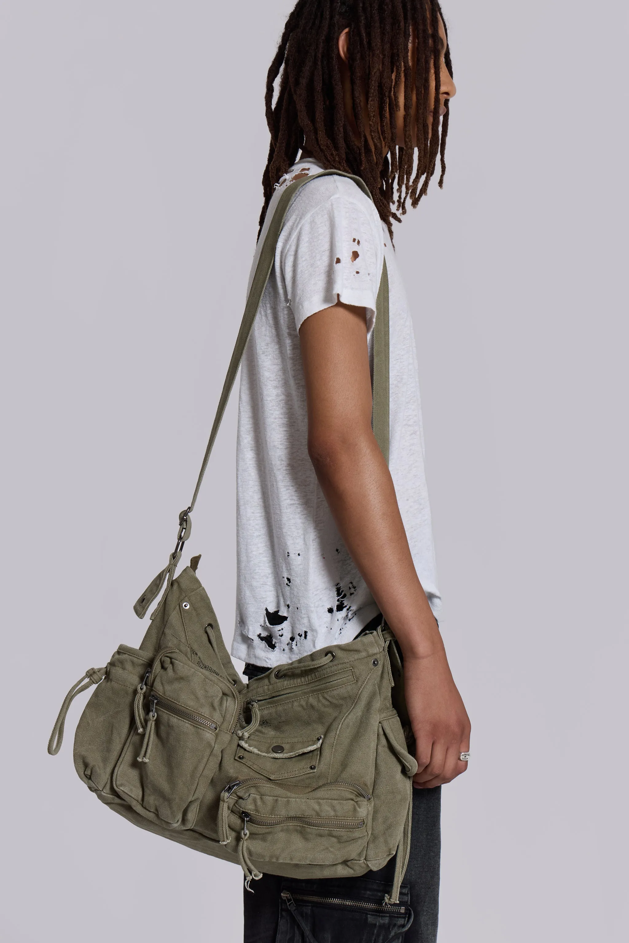 Khaki Military Utility Satchel Bag sold by Jaded London product image thumbnail 3