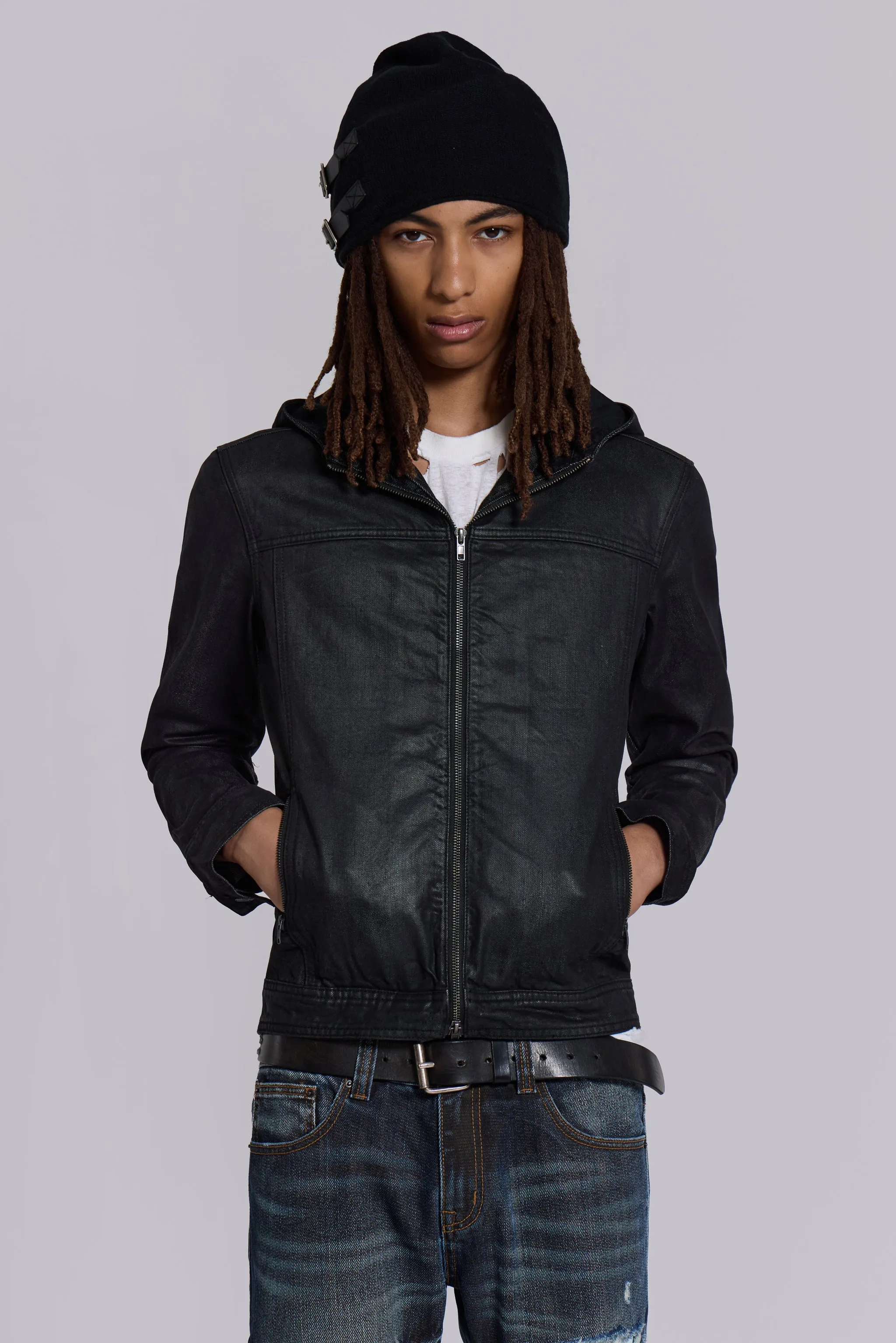 ジャケット・アウター Black Bedrock Waxed Hooded Denim Jacket Bedrock Waxed Denim Jacket | Jaded London | Clothing
